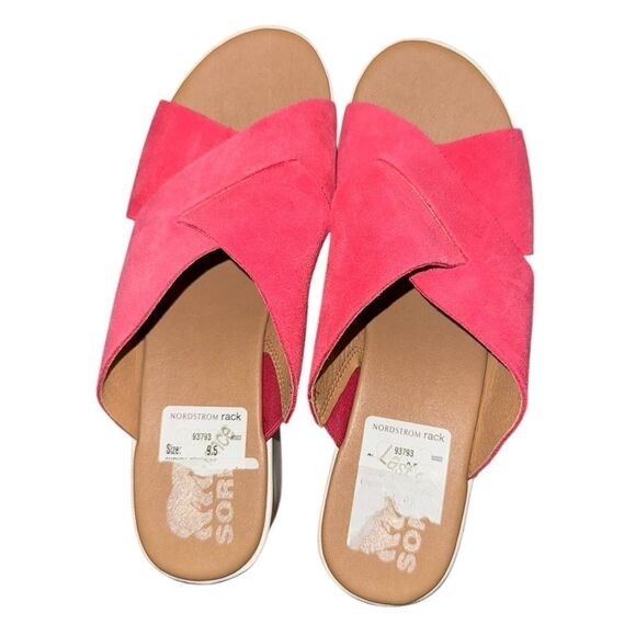 Sorel NWT Cameron Flatform Mule Sandals in Fuchsia Fizz Size 9.5 - Picture 6 of 9